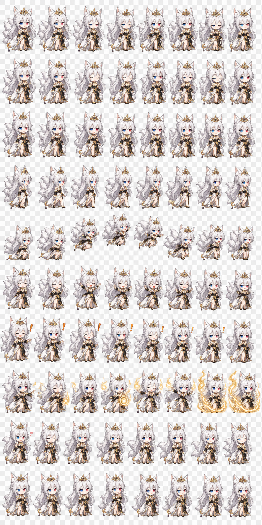 Queen Nel action strip sprite sheet